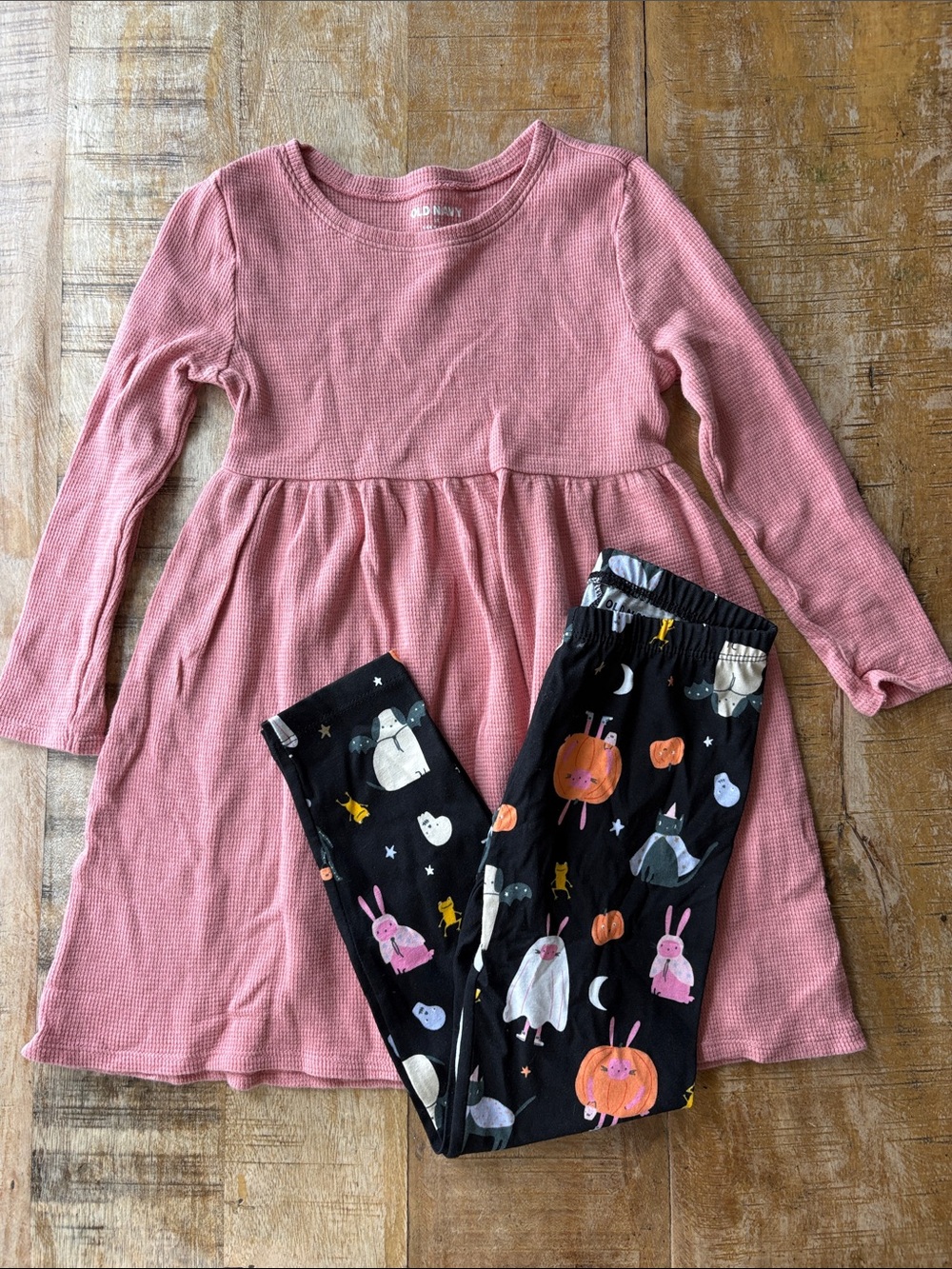NWOT Old Navy Pink Dress with Halloween Leggings 5t